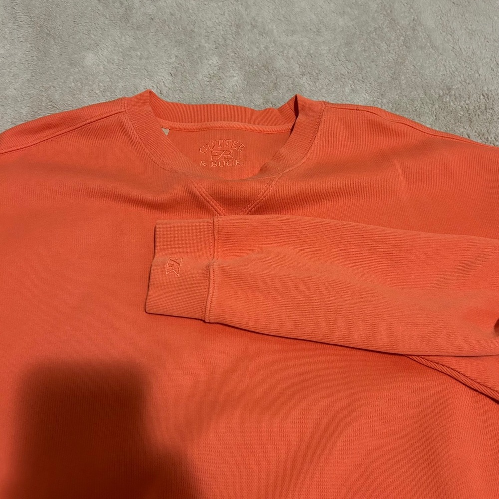 Cutter & Buck Sweatshirt Mens L Orange cream Pima Cotton‎ Crew Neck Pullover